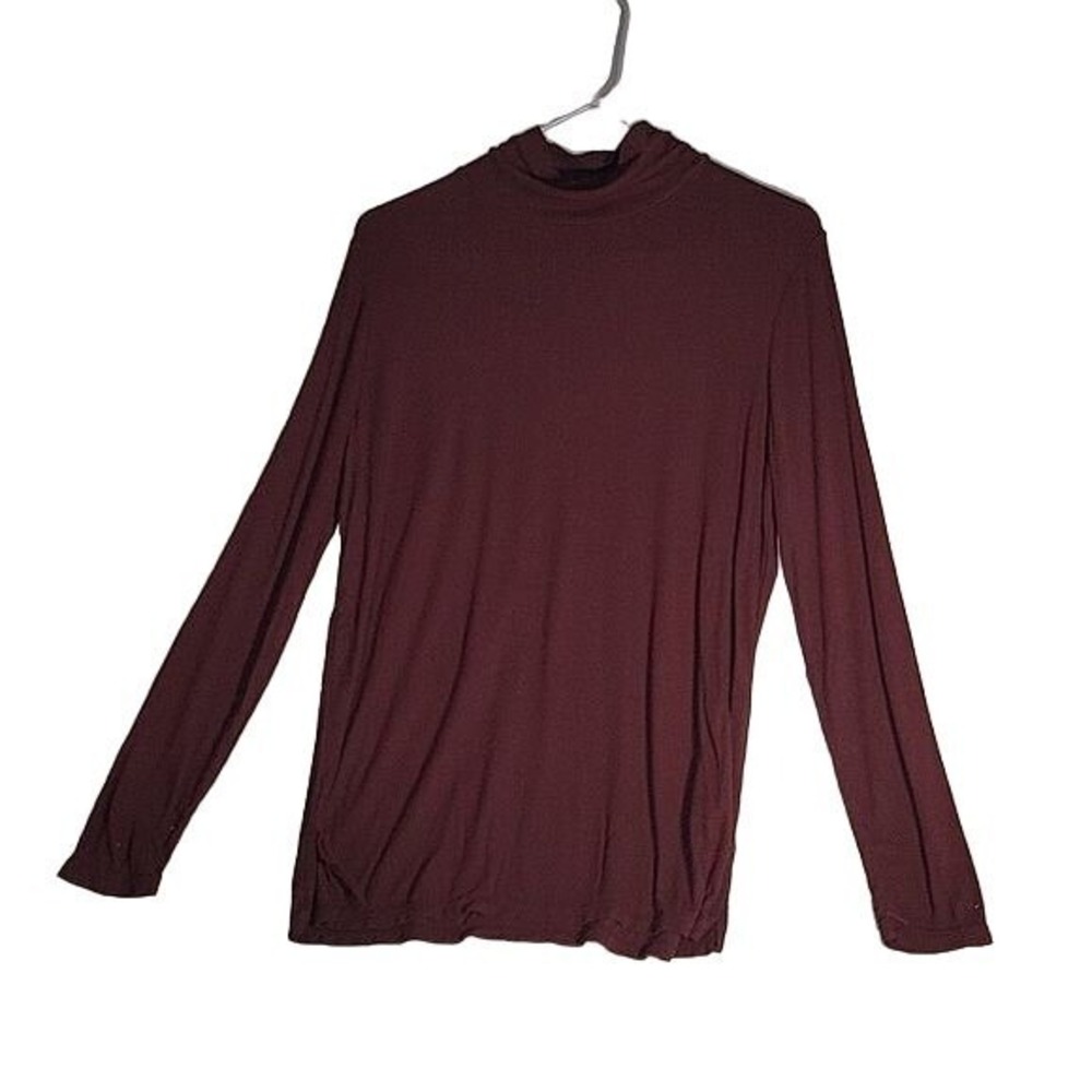 JONES NEW YORK Women's Long Sleeve Knit Turtle Neck Burgundy Contemporary Winter